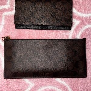Coach Dark Brown Signature Clutch & wallet